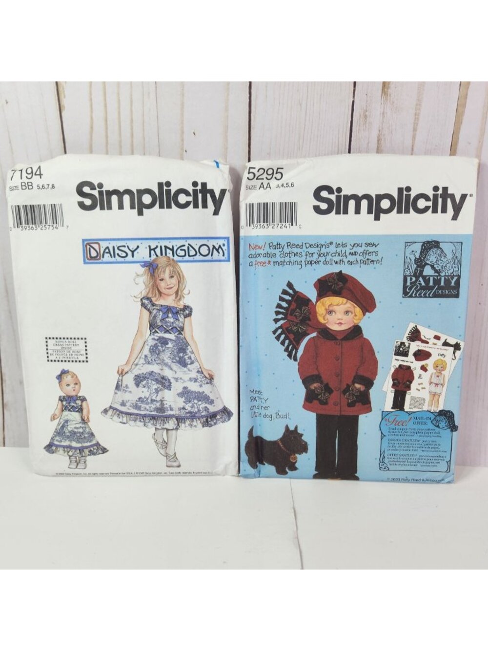 Daisy Kingdom Girls Dress Simplicity Pattern 7194 BB 5-8 5295 Scarf AA 3-6 UNCUT